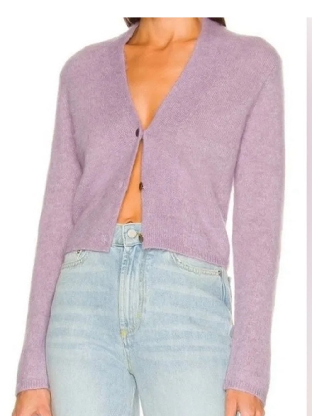 Vince Lavender V-Neck Crop Cardigan Sweater